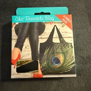 Yaybag-Chic Reusable Bag with Peacock Feather Design